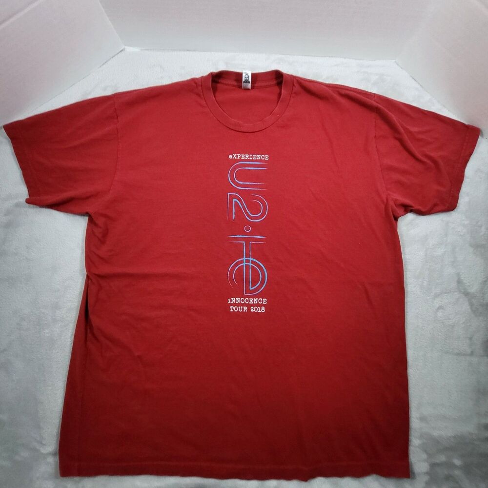 U2 2018 Tour Shirt Mens XXL Red eXPERIENCE iNNOCENCE Concert Graphic Tee READ